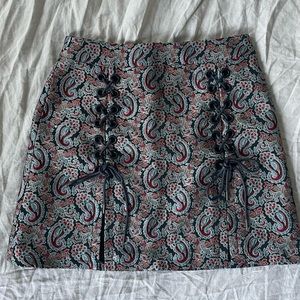 Alexa Chung jacquard mink skirt